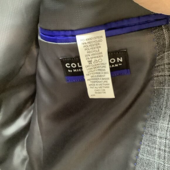 Michael Strahan Size 42 Regular Plaid Modern Fit Stretch Mens Gray Blazer. New - Picture 6 of 12